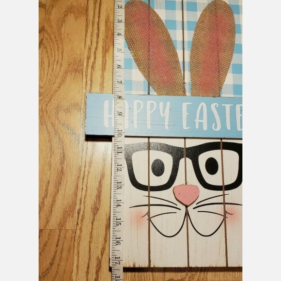 Happy Easter Wood Sign Rabbit CUTE - Picture 11 of 11